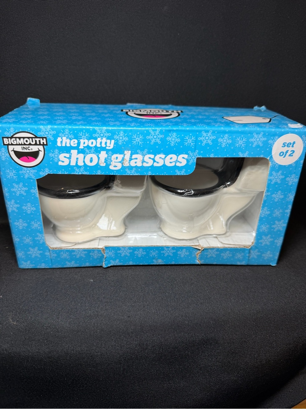 Big Mouth The Toilet Shot Glasses Set of 2 Toilet Shaped Shot Glasses New in Box